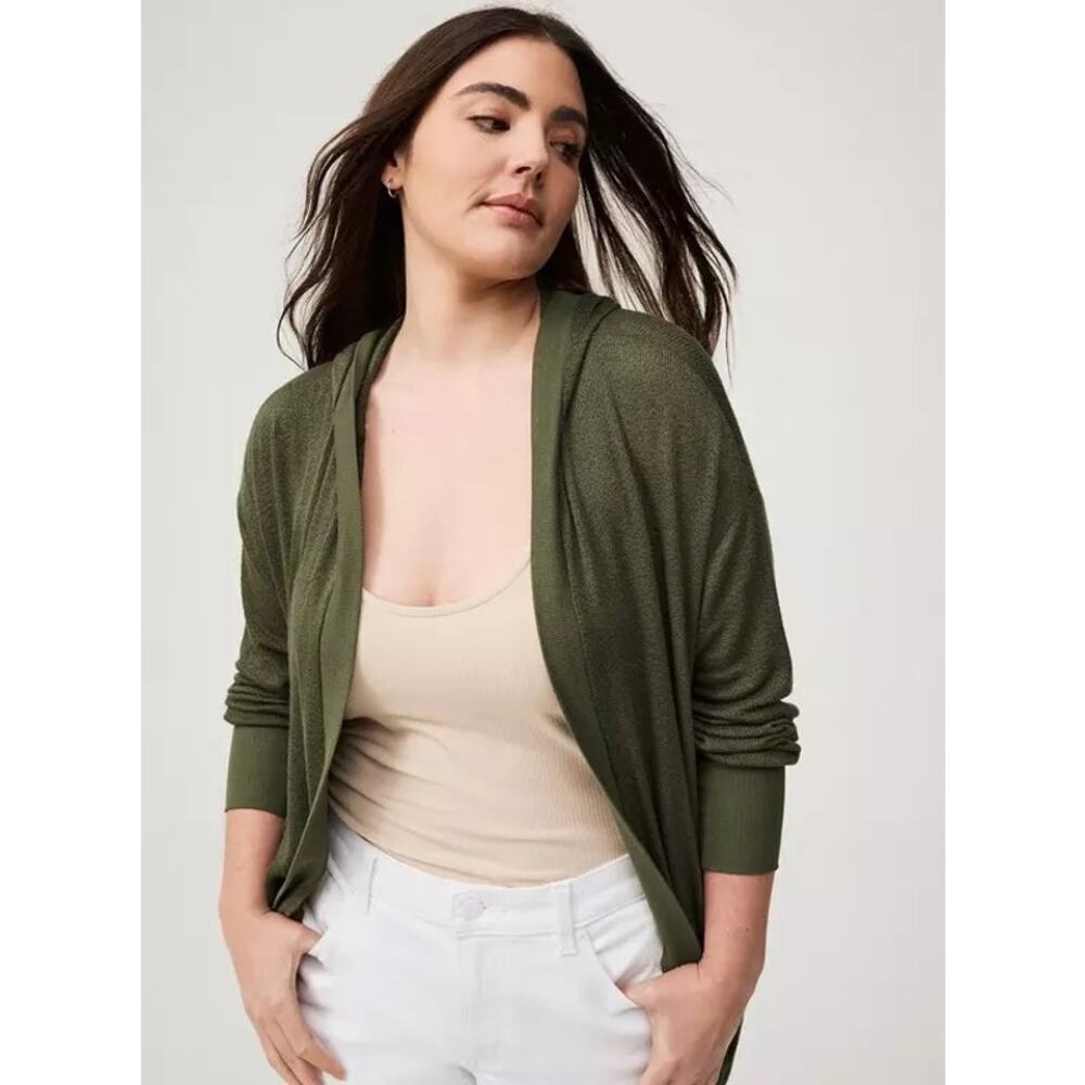 Torrid Hacci Open Front Hooded Cardigan Size 5 Deep Depths lounging Minimal NWT